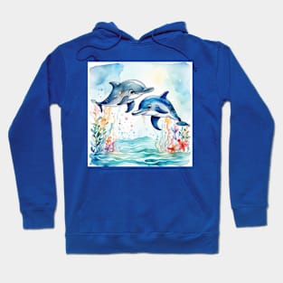 Cute dolphins in the ocean Hoodie